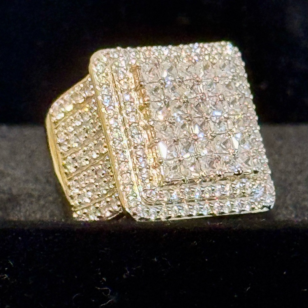 3.9 Carat ICED OUT CZ Pave YELLOW Gold Rhodium Plated 925 Sterling Silve… - Picture 6 of 9